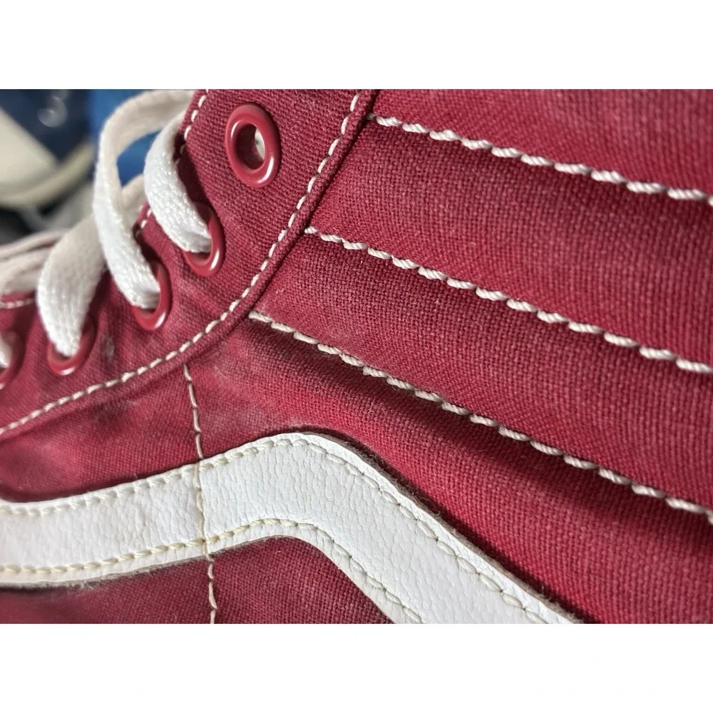 Men's Sk8 Hi Vans Red Canvas Shoes Size 9 Shoes